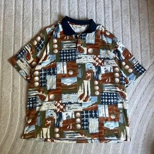 Cooke Street Honolulu multicoloured golf polo shirt Size XL preppy casual retro